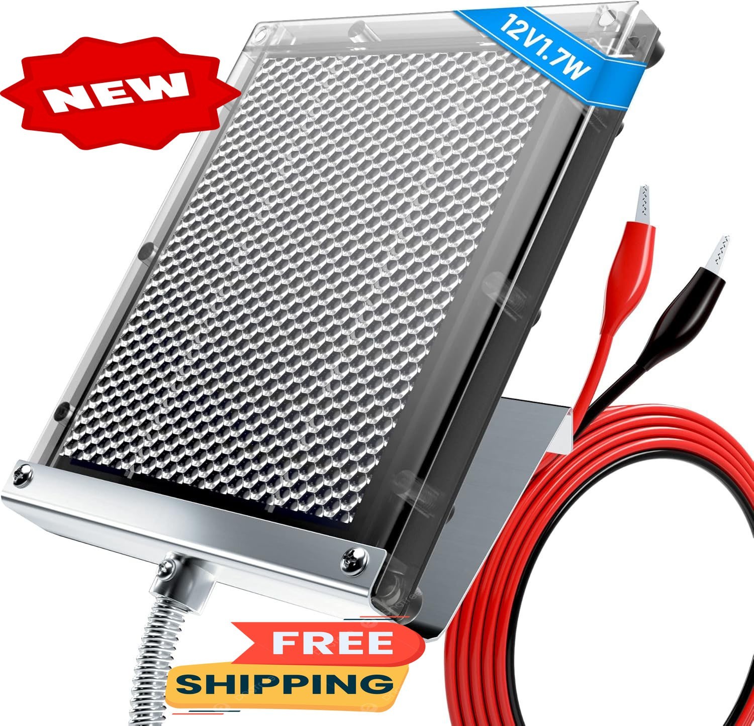 Panel solar de 12 V y 1,7 W para comedero de ciervos, impermeable, con soporte d