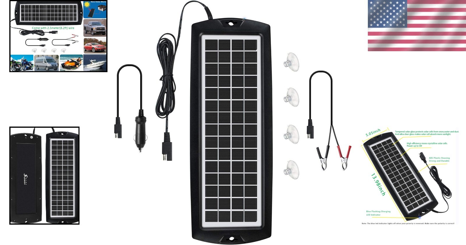 12V Solar Battery Maintainer with Built-In Diode – Compact & Lightweight
