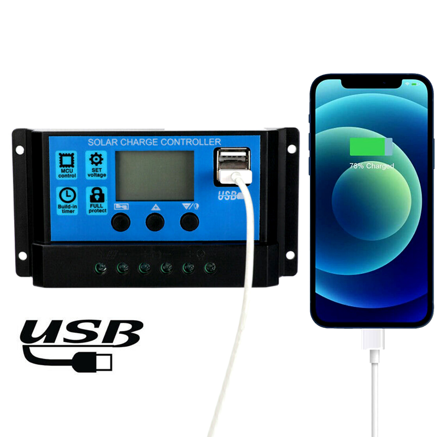 Solar Panel Regulator Charge Controller Auto Focus Tracking 30A 60A 12V/24V
