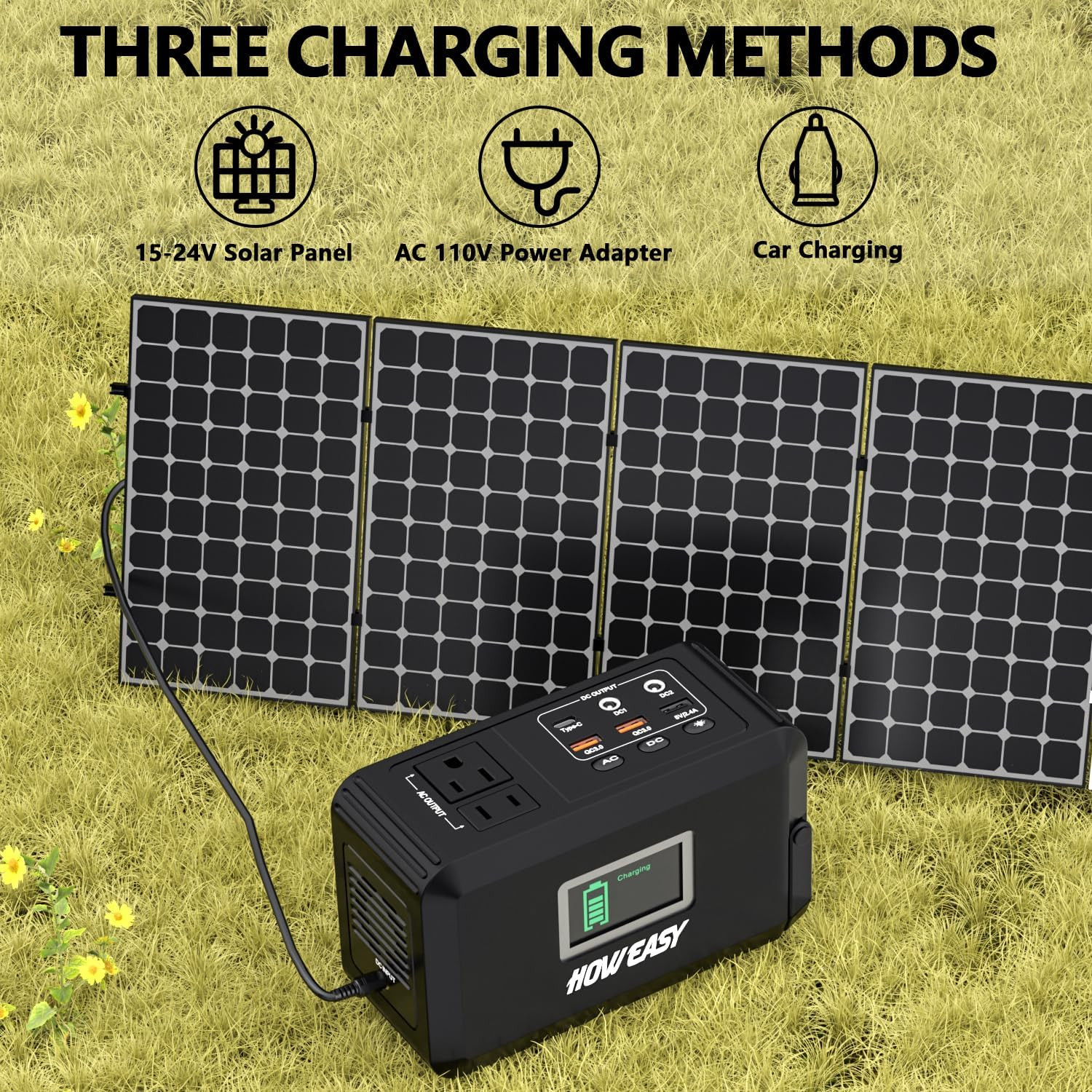 HOWEASY Portable Power Station120W(240W Peak), 24000mAh Camping Solar Generator,