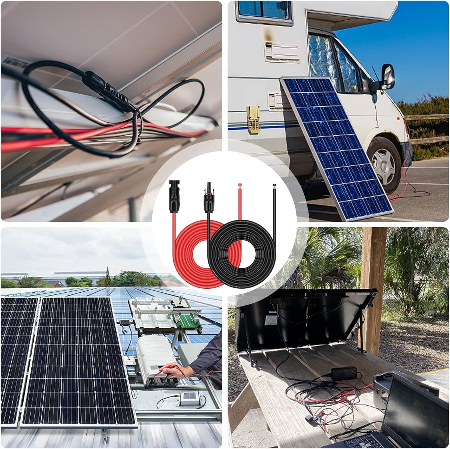 Outdoor 20ft Solar Panel Extension Cord