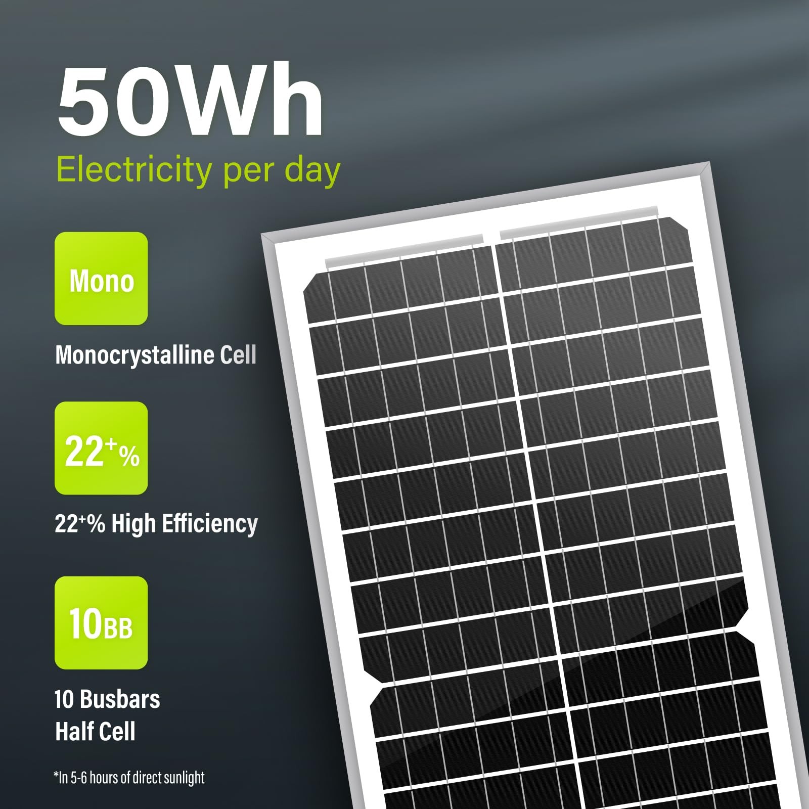 10W(Watts) 12V(Volts) Monocrystalline 10BB Solar Panel High-Efficiency PV Mod…
