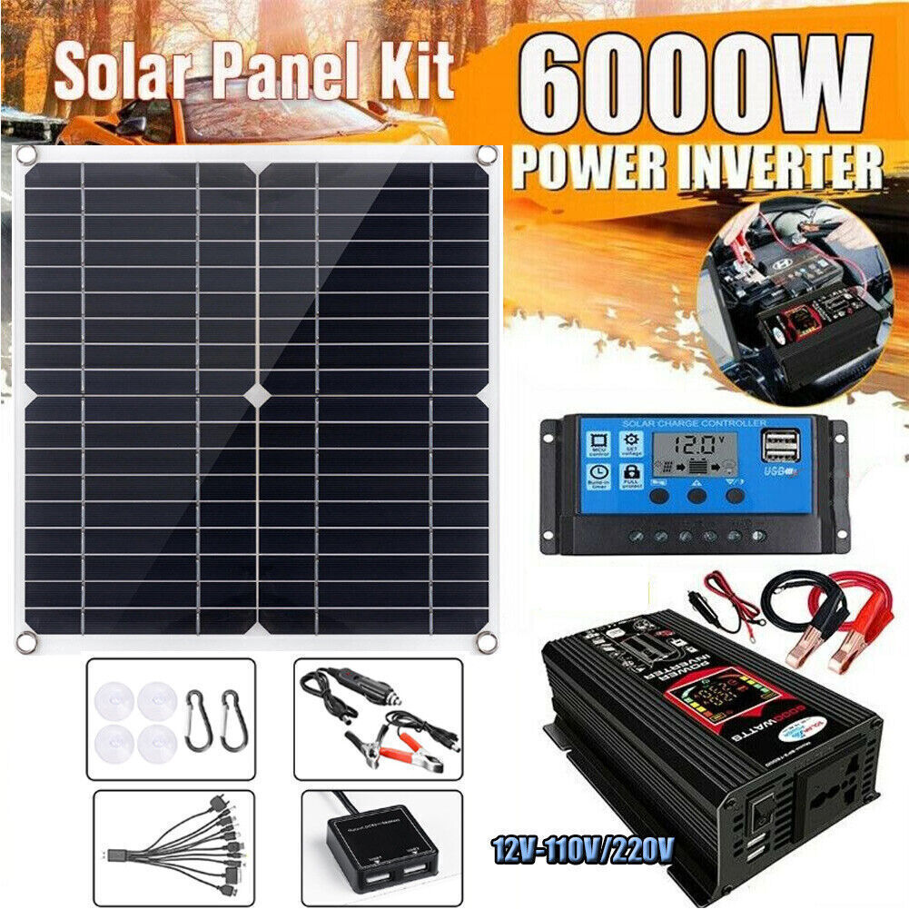 6000W Complete Solar Panel Kit Solar Power Generator 100A Home 110V/220V System