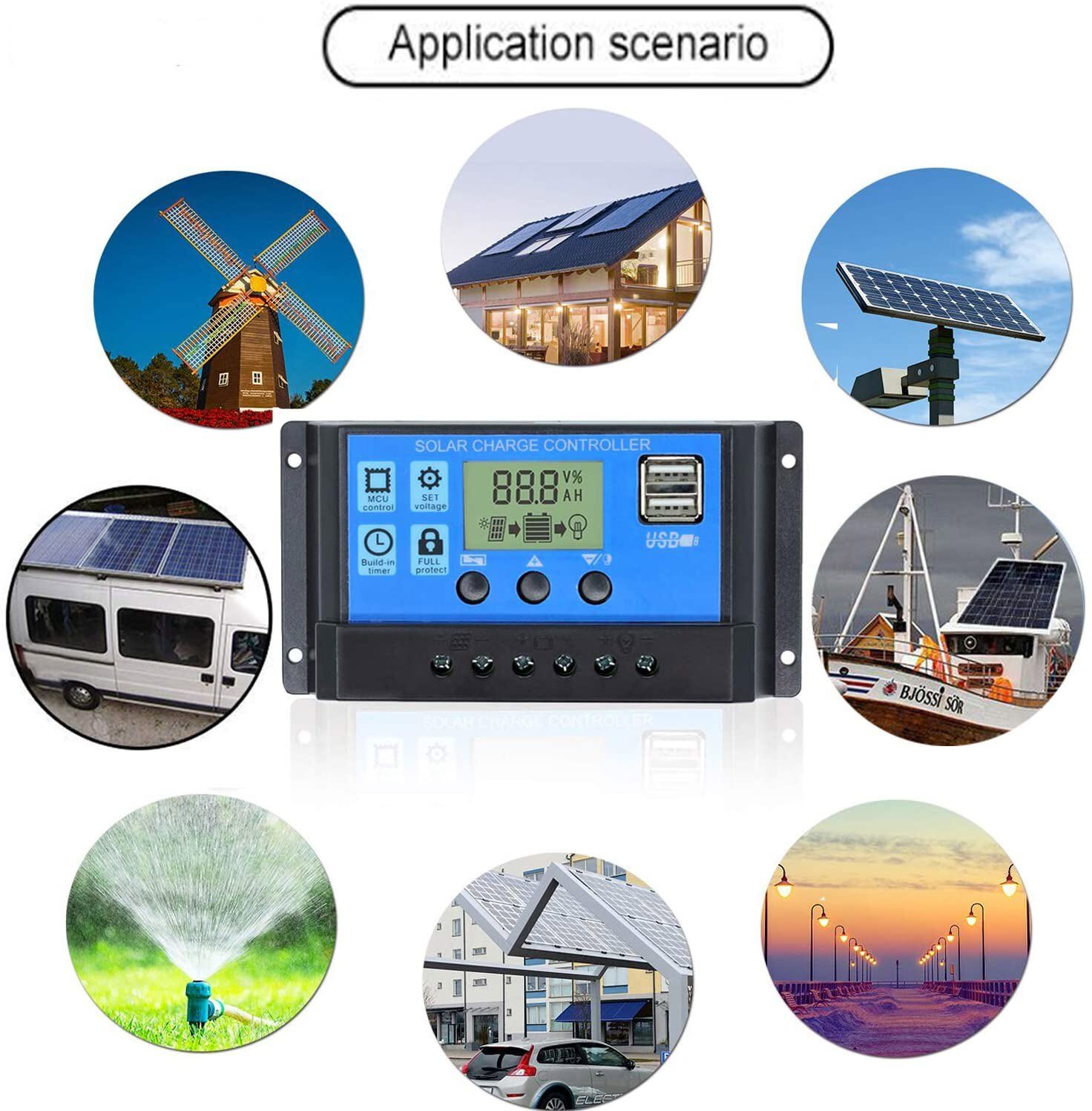30A 12V/24V Solar Panel Regulator Charge Controller Auto Focus Tracking