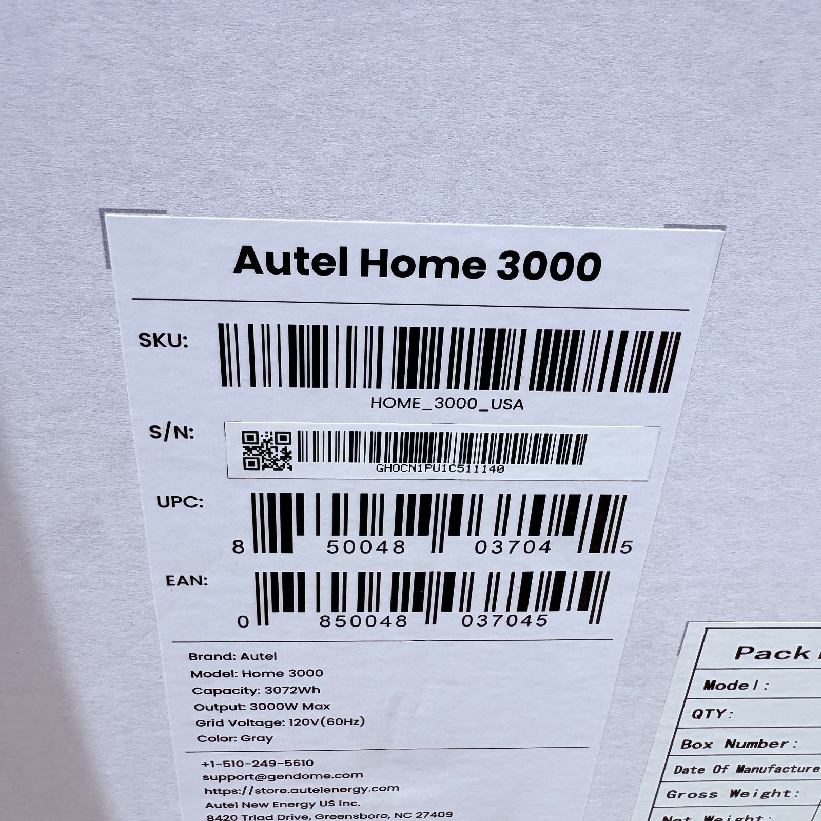 Autel (Gendome) Home 3000W Portable Power Station 3072Wh LiFePO4 Solar Generator