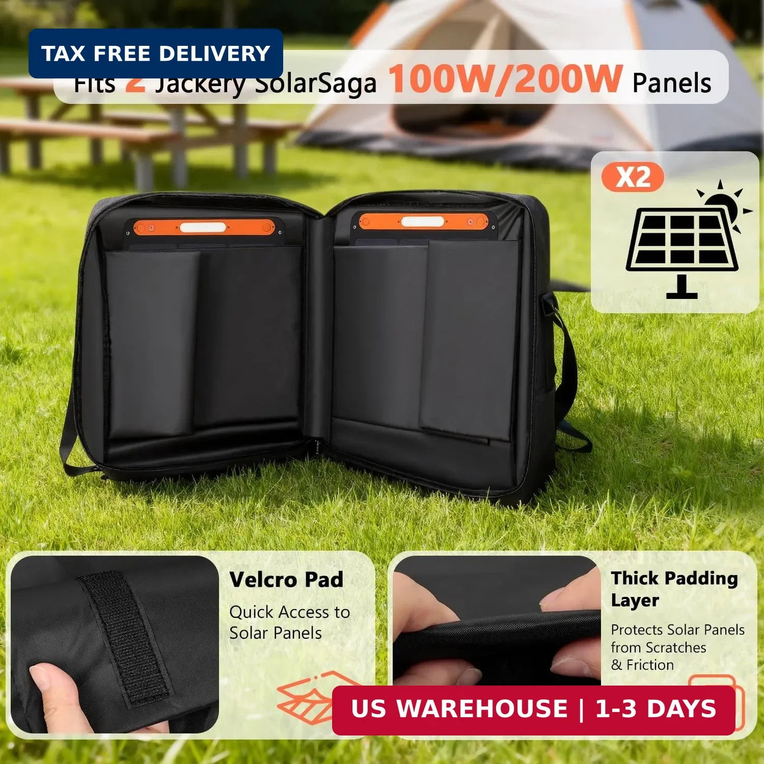 Solar Panel Carrying Case Compatible with Jackery SolarSaga 100W/100X/200W, Padd