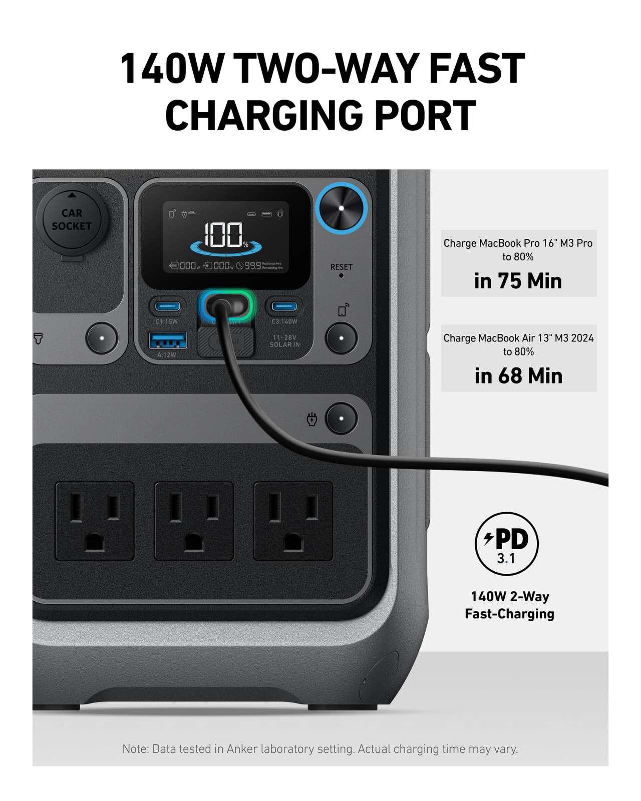 Anker Portable Power Station SOLIX C300 288Wh LiFePO4 Battery 300W (600W Surge)