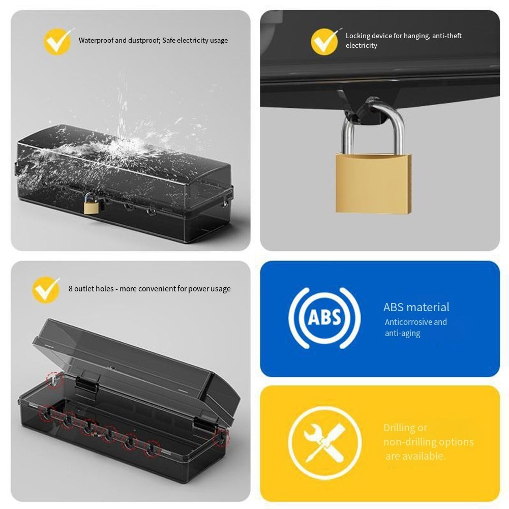 Heavy Duty Outdoor Extension Cord Box Waterproof Lockable with Multiple Outputs