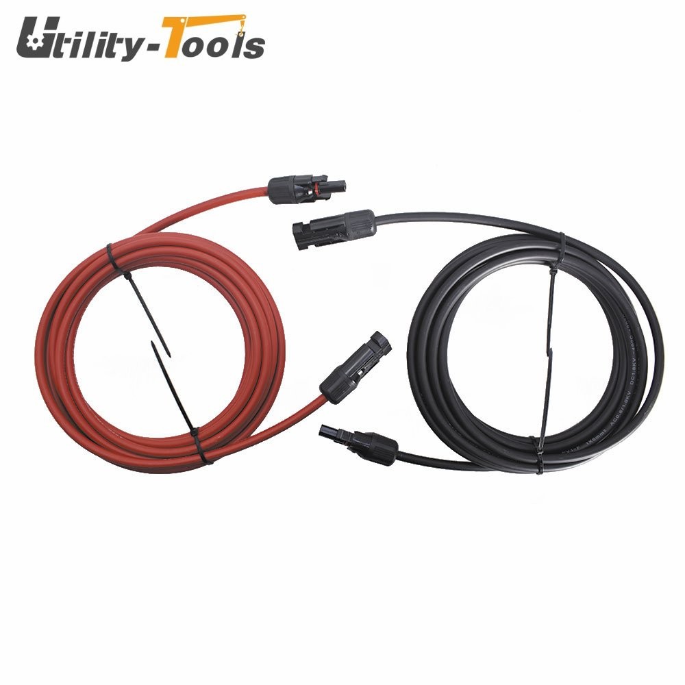 10AWG 15Feet High Quality Black + Red Solar Panel Extension Cable Wire Connector
