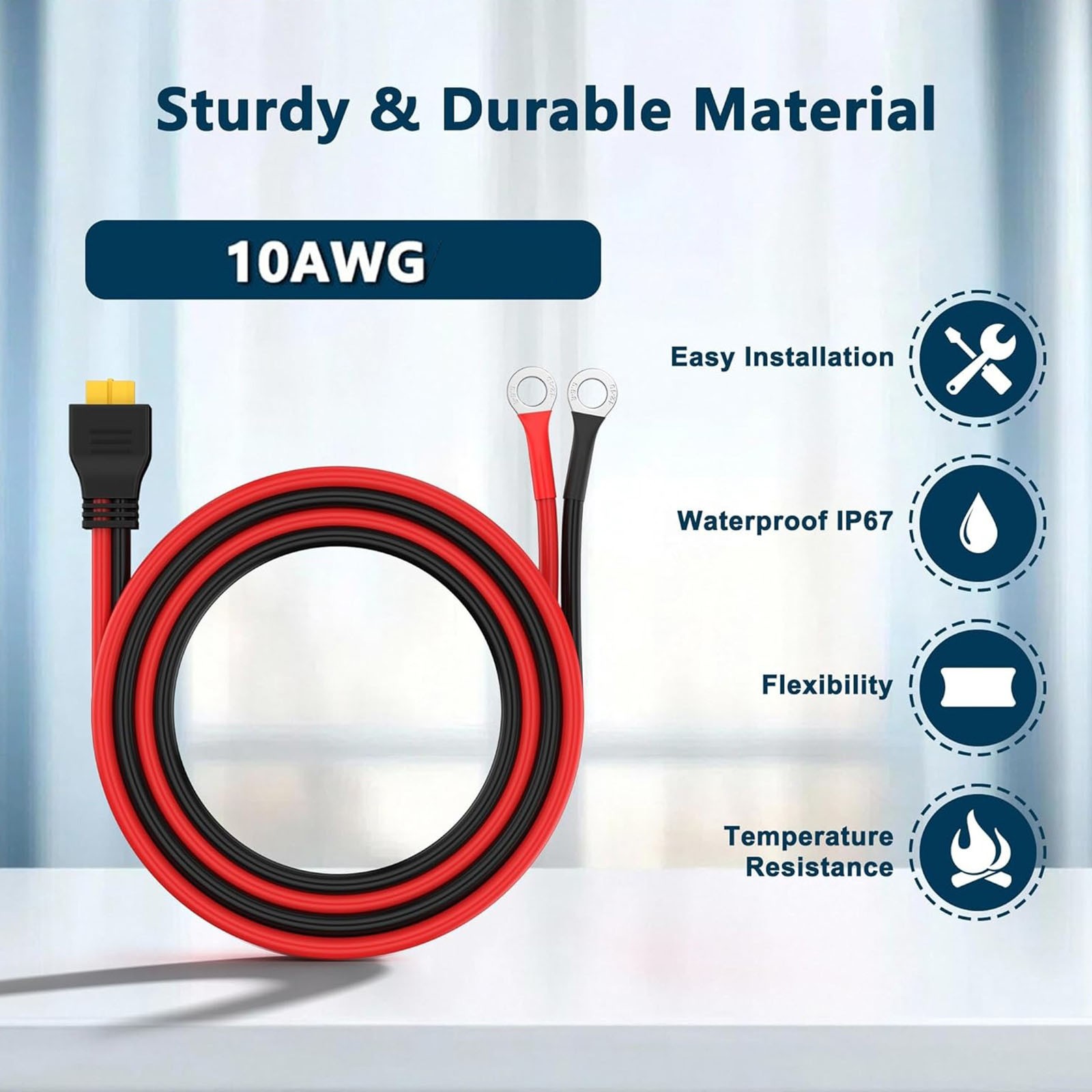 10AWG XT60 Female to O Ring Terminal Cable Connector DC Power Battery Cable