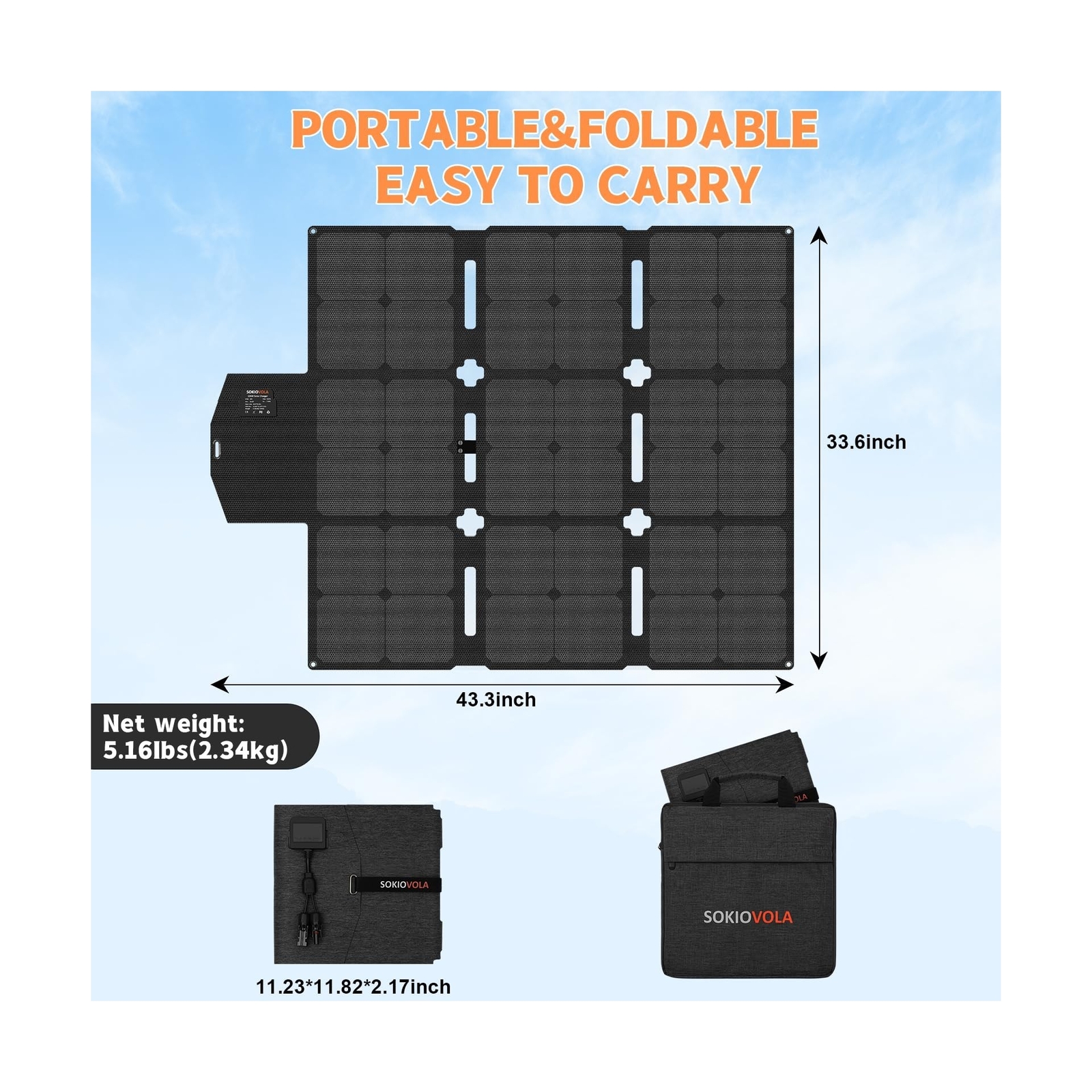 120W Portable Solar Panel with MC-4 Connector Foldable Solar Panel for Campin…