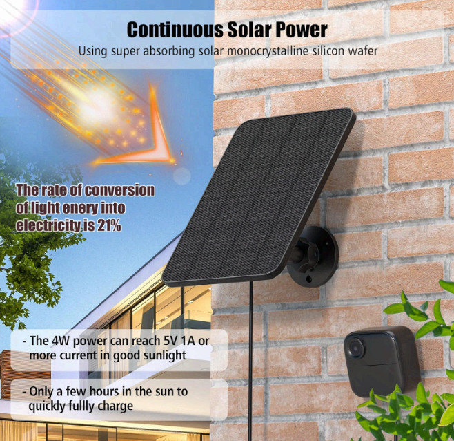5-Pack Solar Panel for Blink Outdoor 2K+/4/3, XT3 XT2 XT Cam, 13.1ft Cable