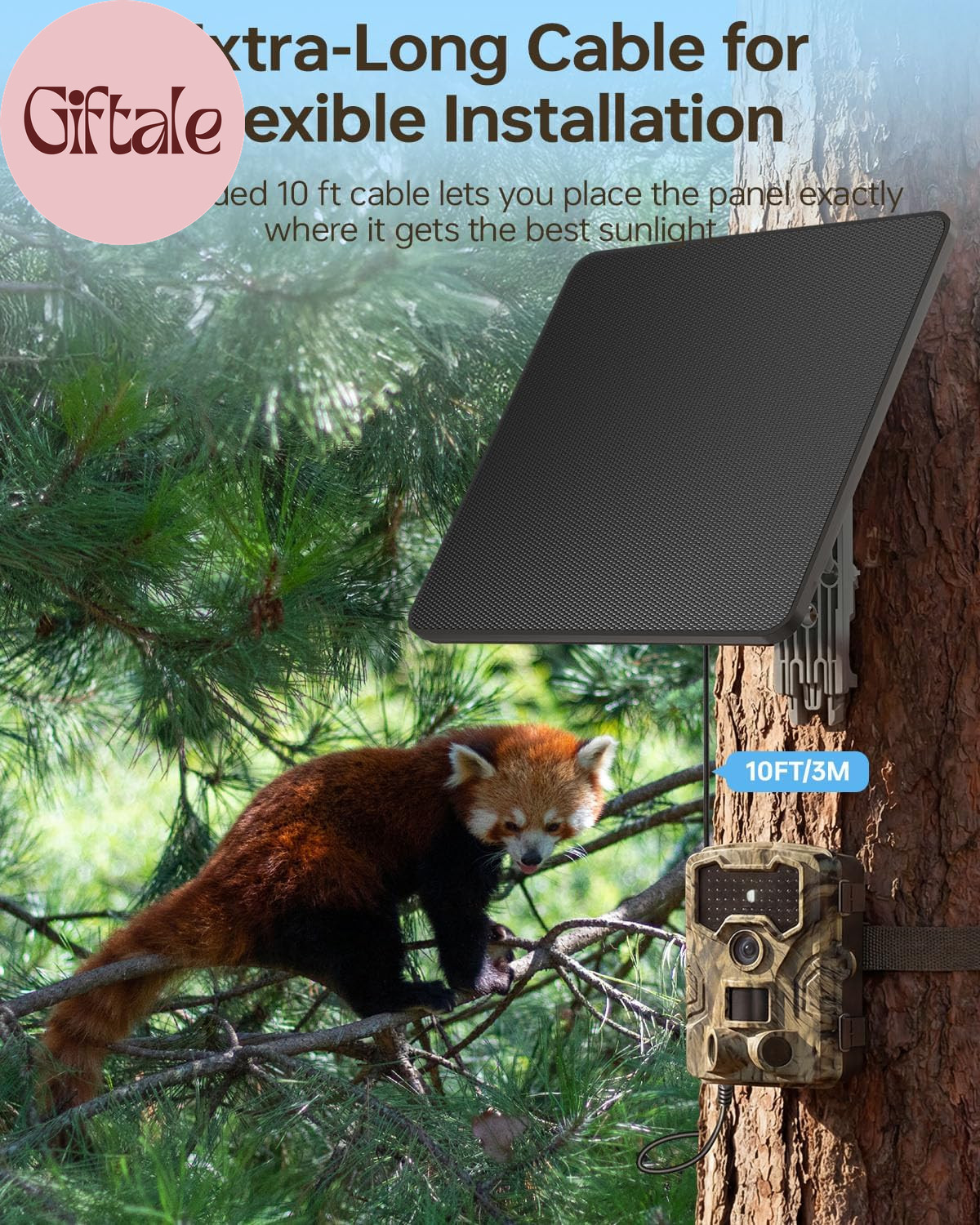 Trail Camera Solar Panel, 6W Solar Battery Charger 12V/1.5A with 10000Mah Built