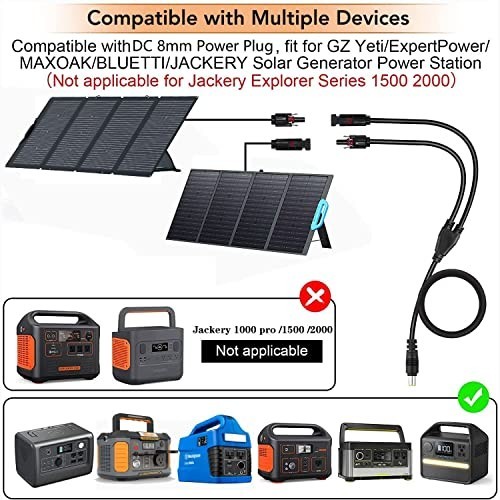 16.5Ft Solar Adapter Extension Cable for 8mm DC Portable Power Stations & Panels