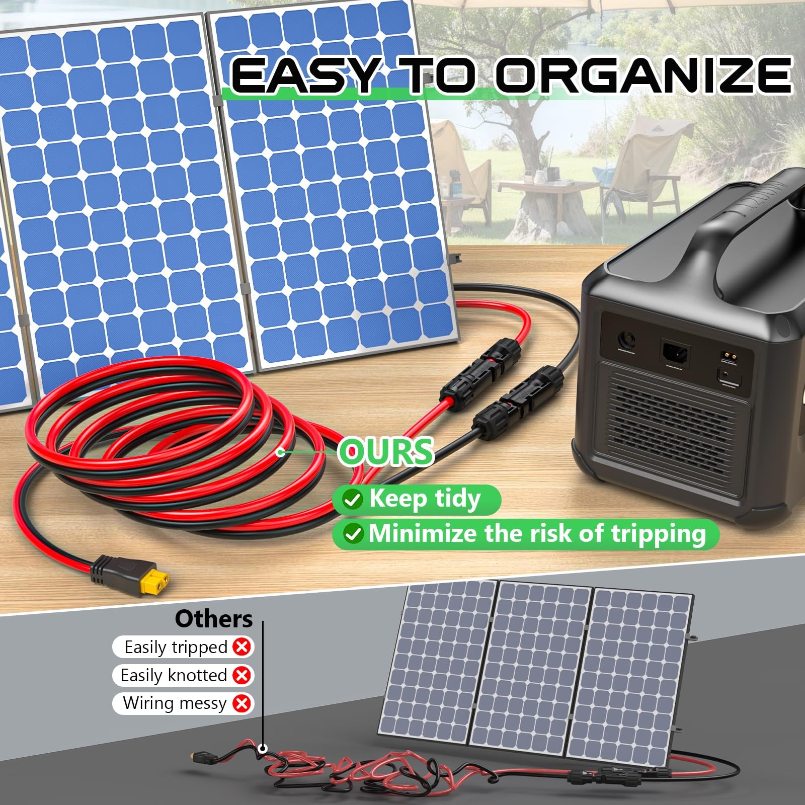 10AWG Solar to XT60 Adapter Cable 10Ft Extension Lead for Portable Power Station