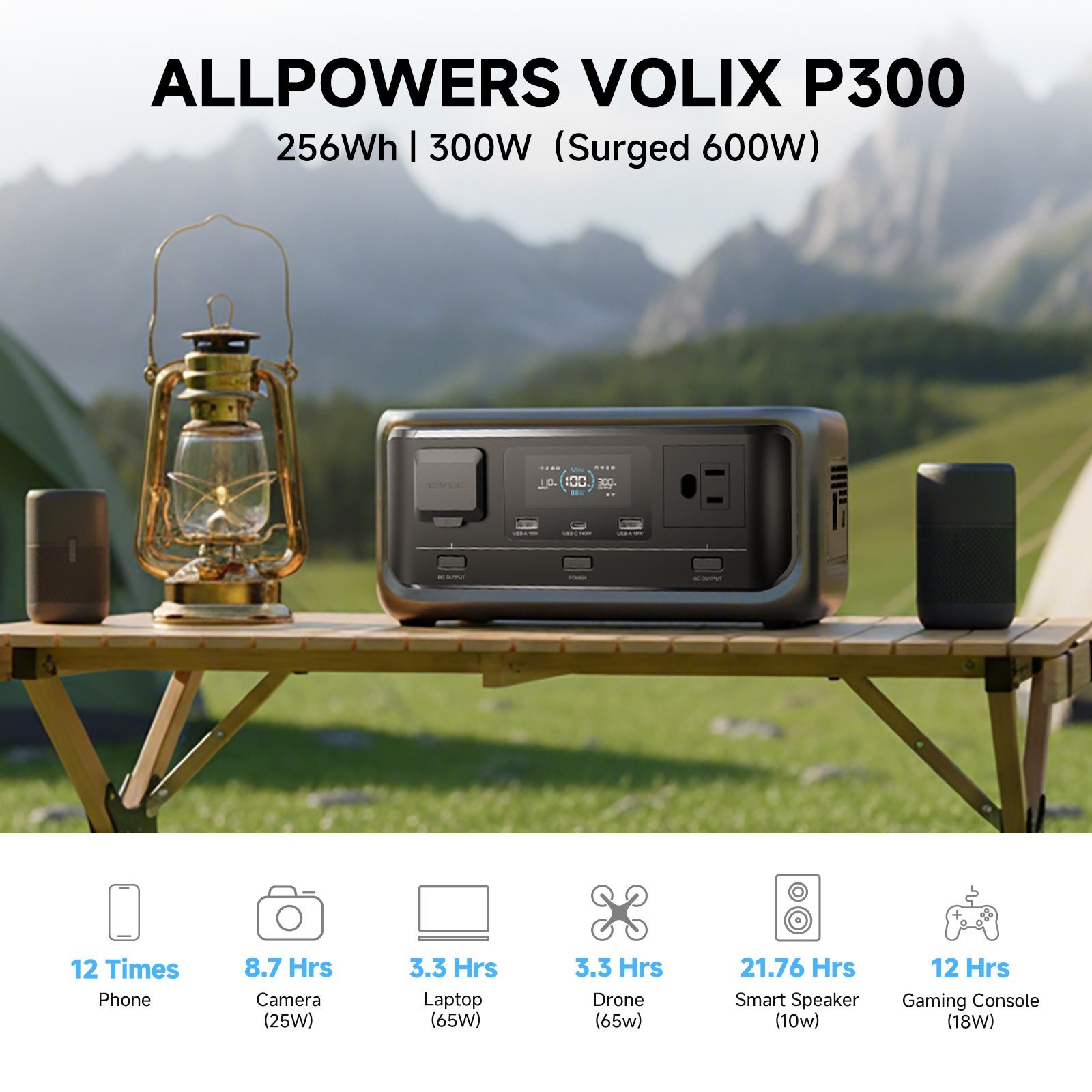 ALLPOWERS 300W 288Wh Portable Power Station Generator Supply Travel Refurbished
