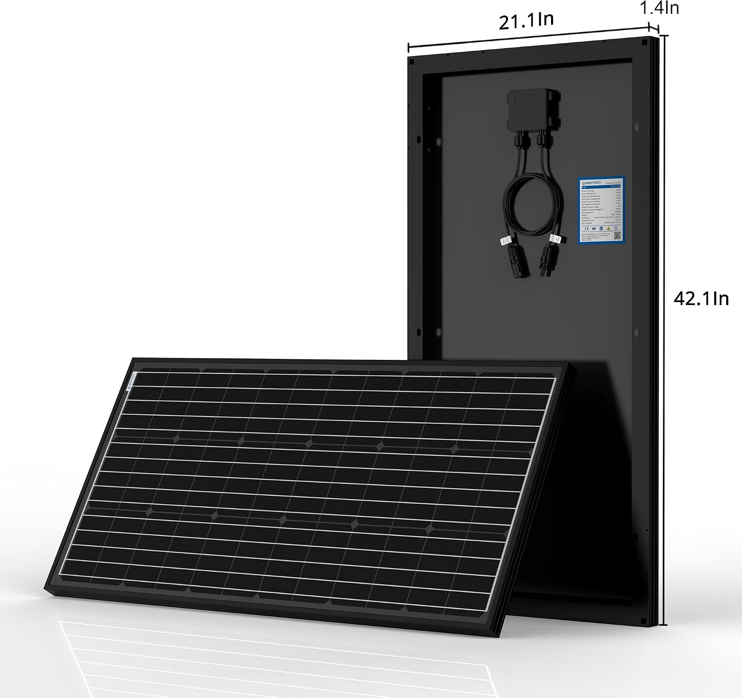 100W 12V Monocrystalline Solar Panel Module with Connector (Panel Only, Compact