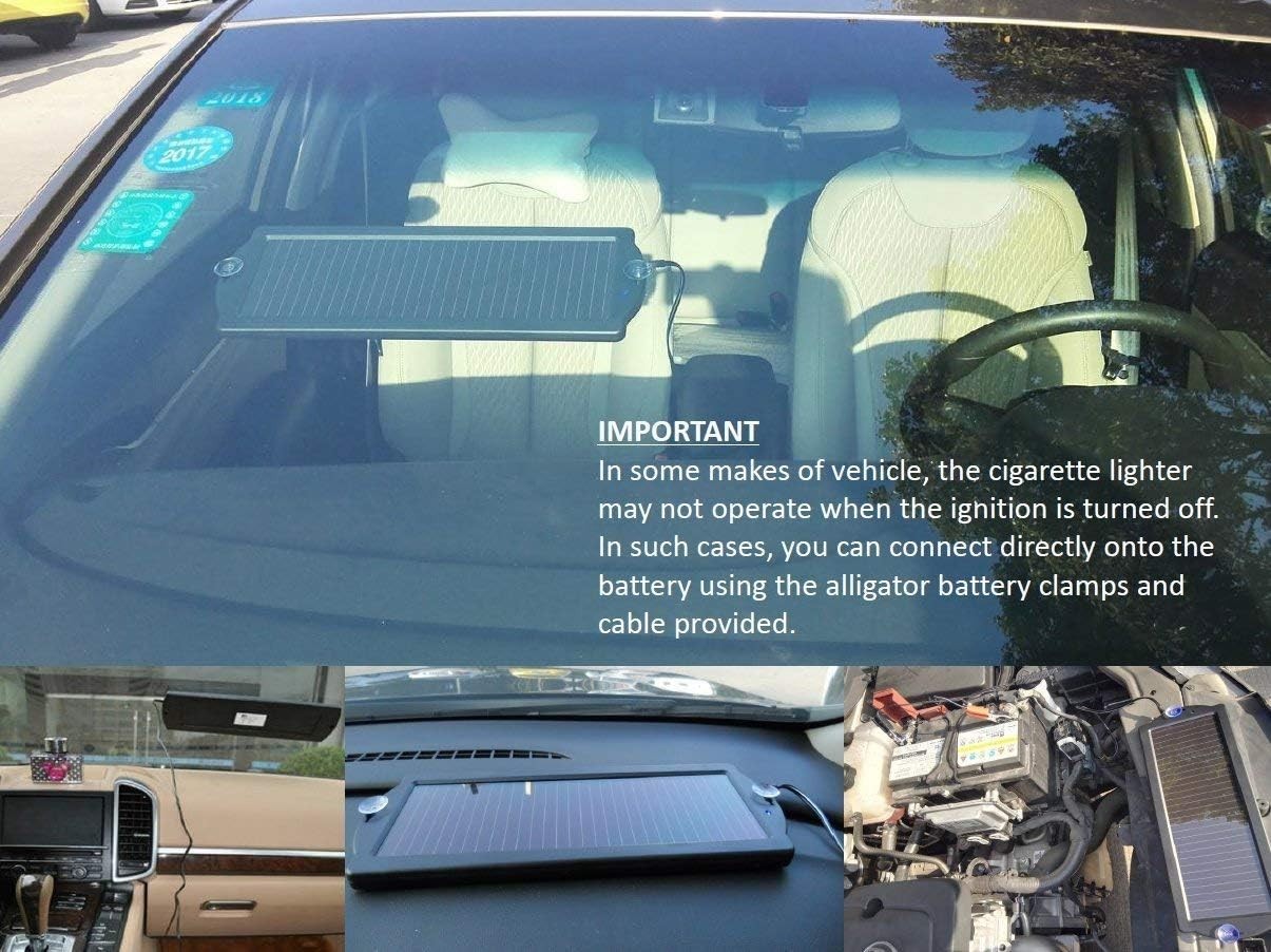 1.8W 12V Solar Charger with Battery Clamps – Eco-Friendly Maintenance Solution