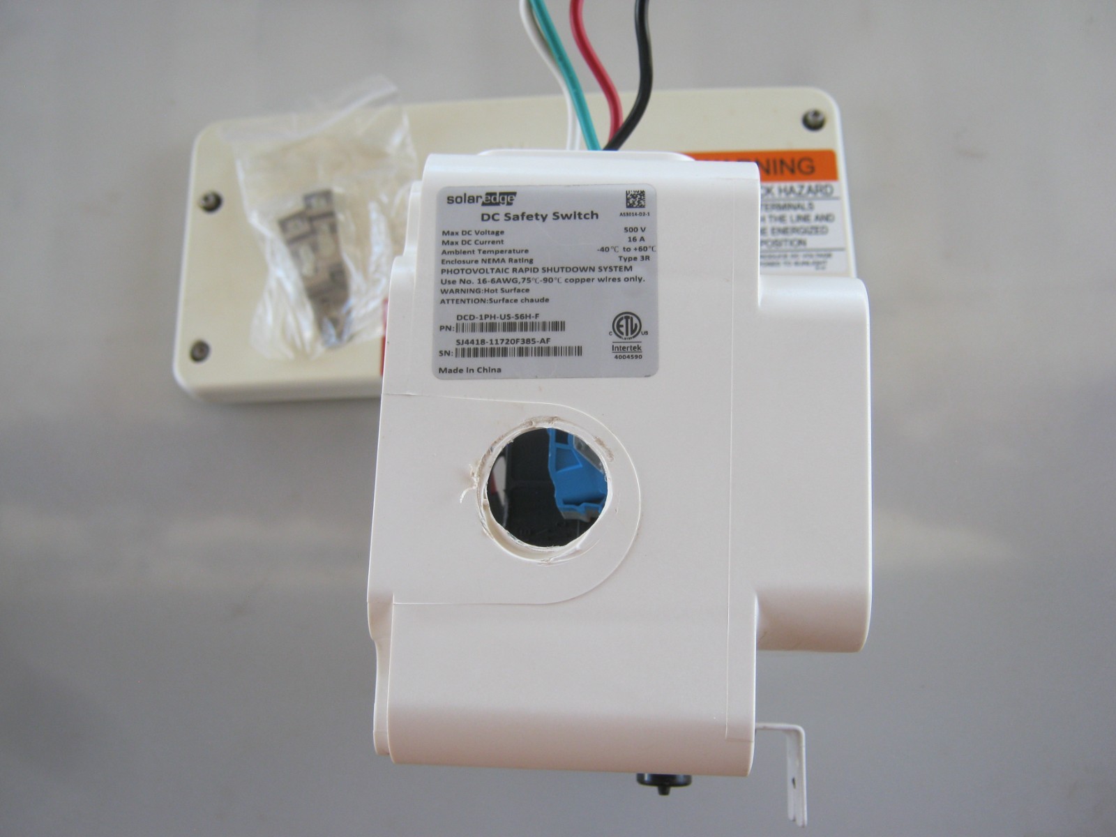 SolarEdge DC Safety Switch Disconnect Assembly Model: DCD-1PH-US-S6H-F