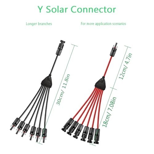 “1 to 6 Solar Y Branch Parallel Connector Cable, 10AWG 45A Waterproof IP68, 30CM