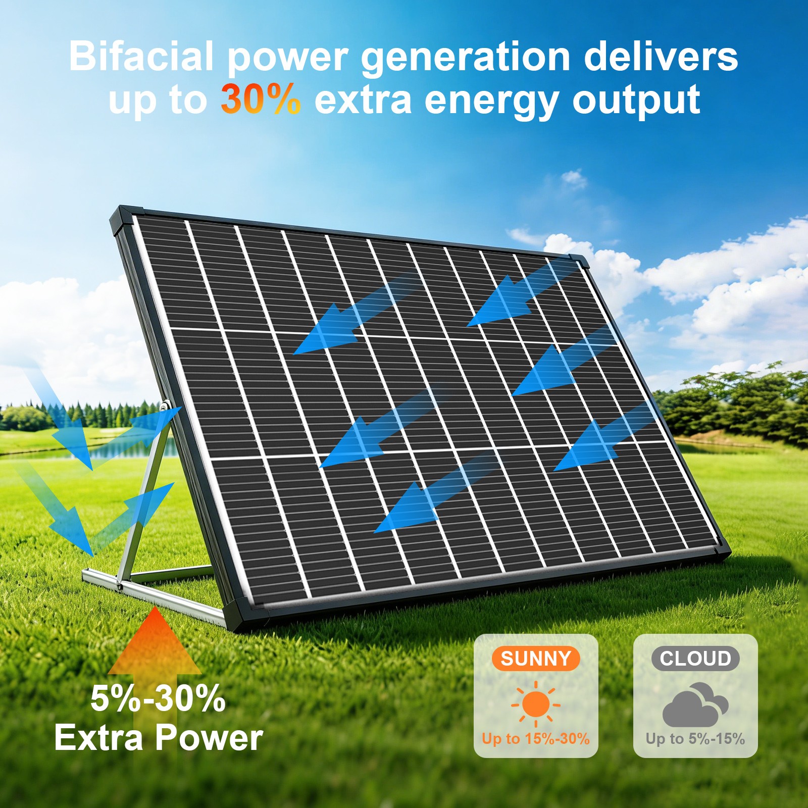 200W Bifacial Solar Panel (100W*2)N-Type Mono 18V PV Home RV Off Grid Battery US