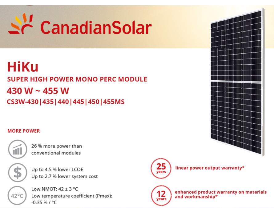 CANADIAN SOLAR HiKu SUPER HIGH POWER MONO PERC MODULE 440 W