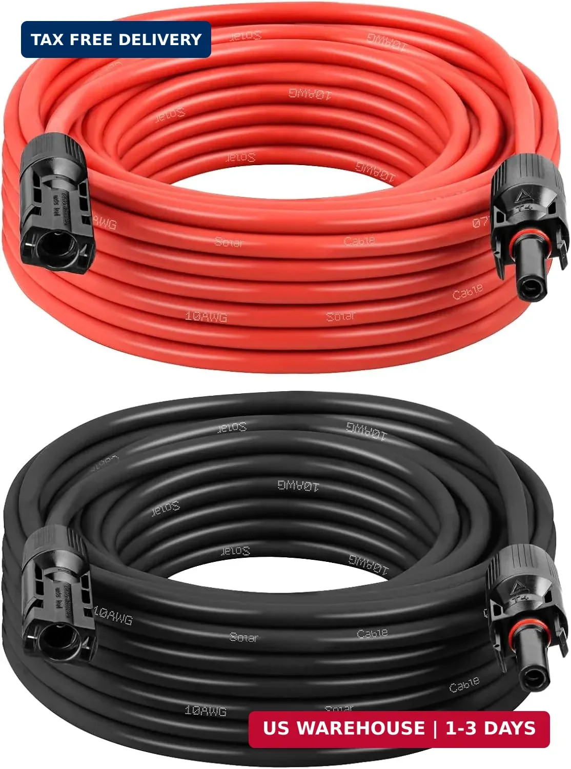 Solar Panel Extension Cable – 10AWG 25FT Solar Wire with Female & Male Waterproo