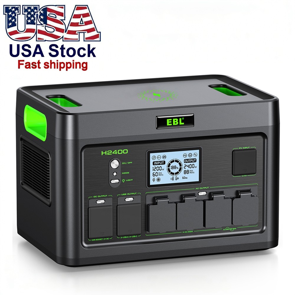 2400W 1843.2Wh LiFePO4 Portable Power Station Solar Generator Camping RV Backup