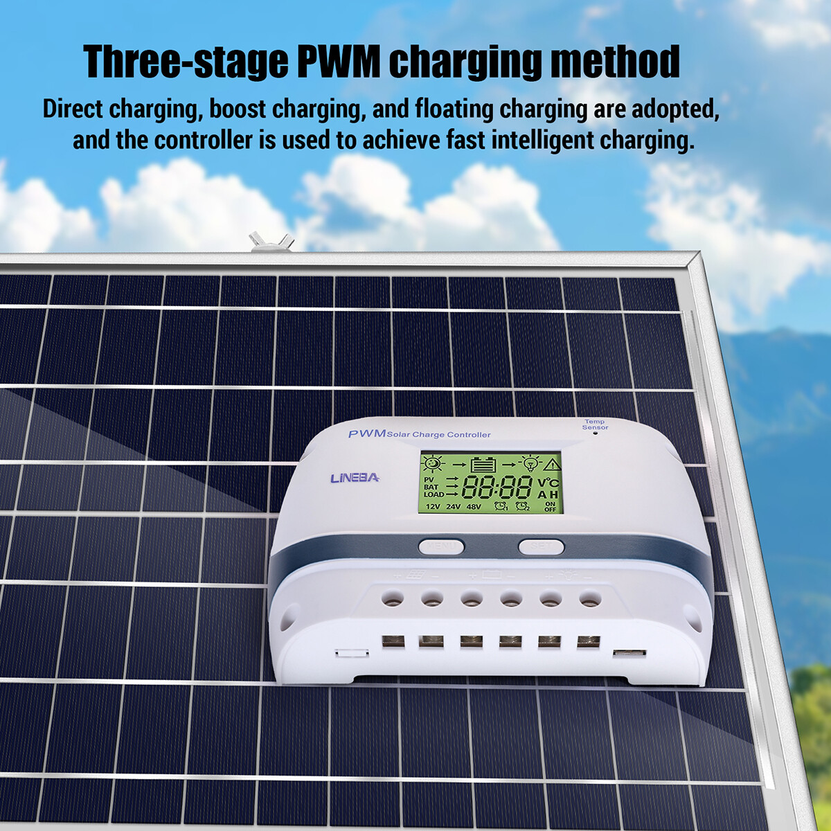 12V/24V 100A Solar Panel Battery Lithium Charging Mode Controller Regulator Auto