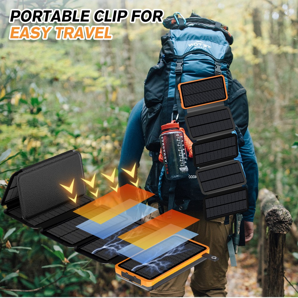 46800mAh Solar Power Bank Folding Solar Panel For Camping Mobile Phone Charger