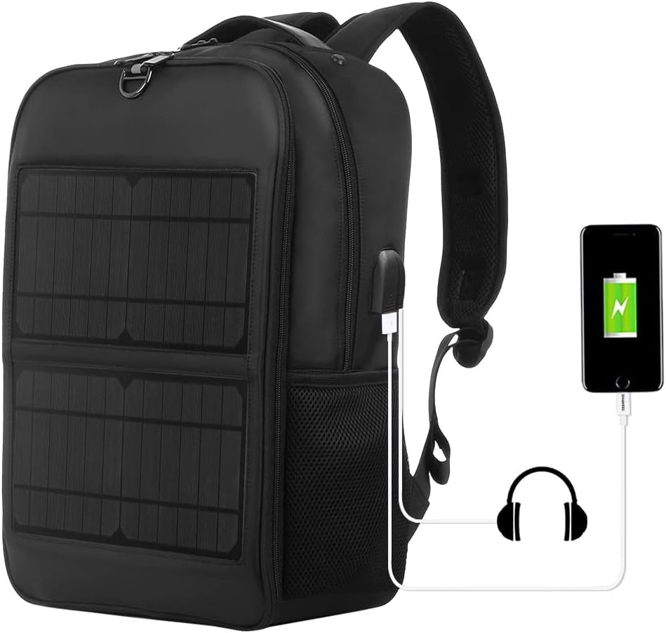 5V 14W Solar Panel Power Backpack Large capacity Laptop Bag with Handle USB C…