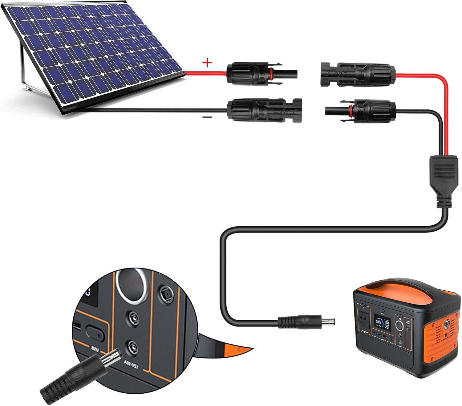 Solar Panel Connectors to DC 5.5X2.1Mm Extension Power Cable 14AWG Solar Panel C