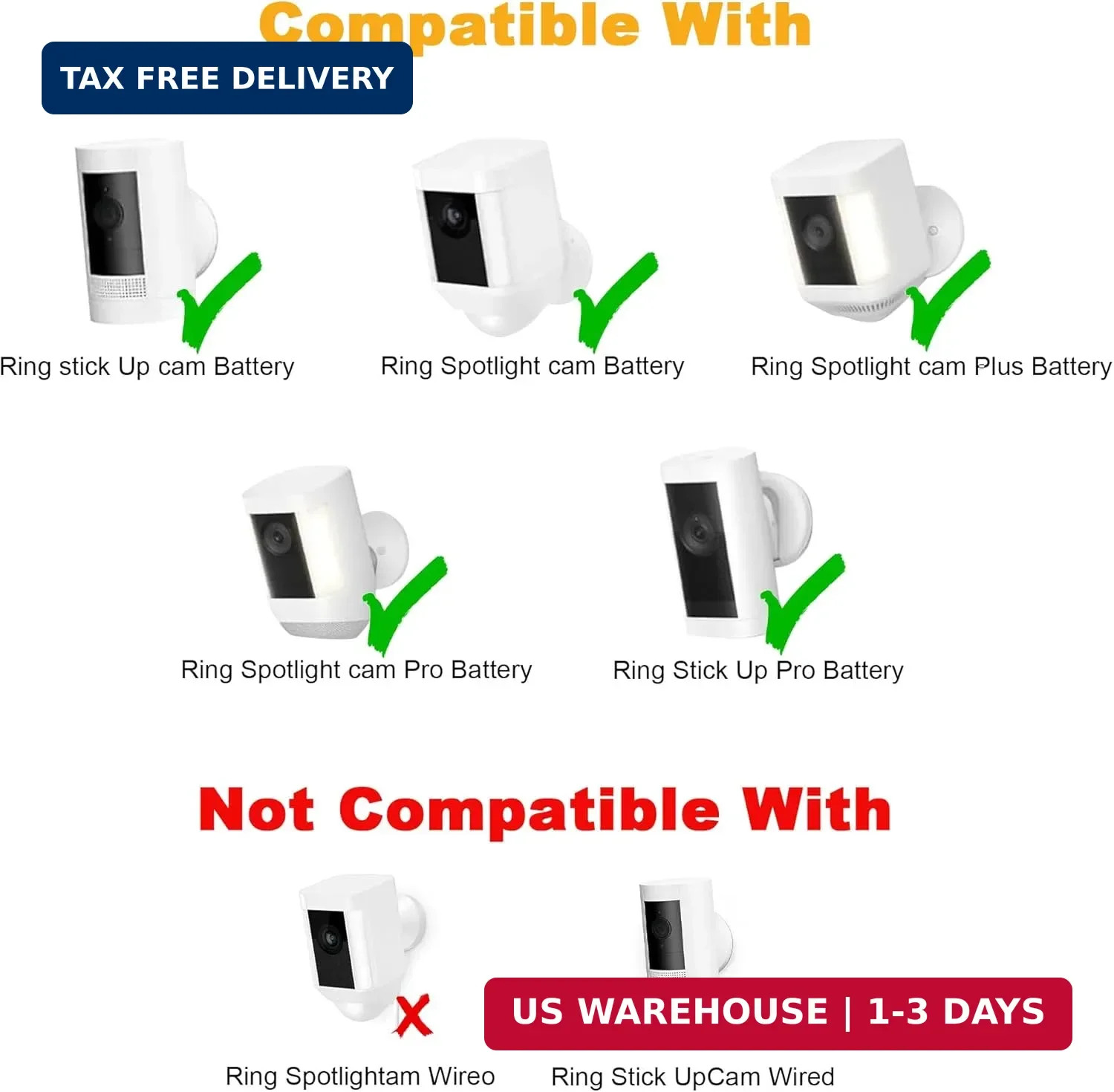 Ring Camera Solar Panel, Compatible with Ri ng Stick Up Cam Battery, Ring Spotli