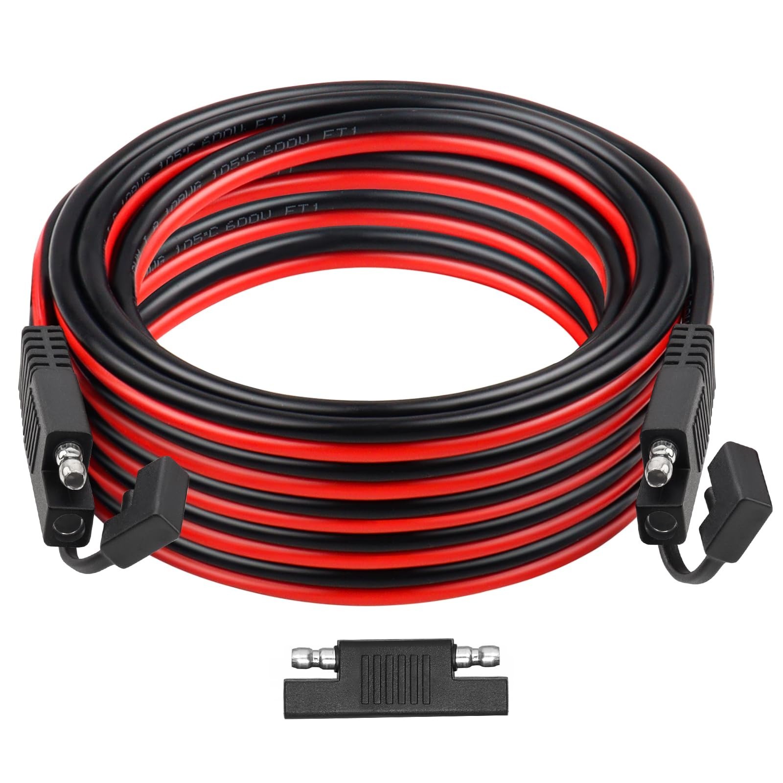 25FT Heavy Duty SAE Extension Cable – 10AWG Tinned Copper Wire for Automotive, R