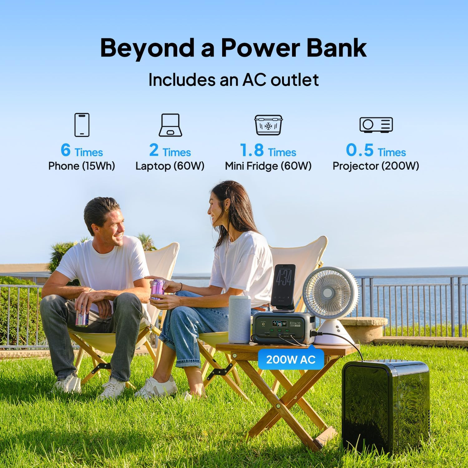 BLUETTI Elite 10 Mini Portable Power Station, 128Wh Lifepo4 Battery with 200W AC