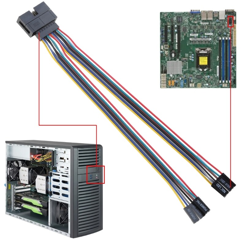 Super Micro Computer Power Cable Chassis Front Panel Jumper Server Switches Line
