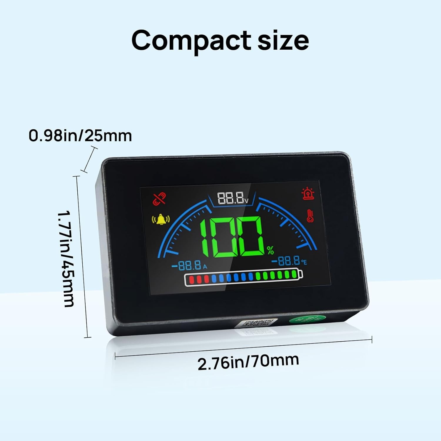 Bluetooth Battery Capacity Monitor for 12V/24V/36V/48V Systems DC 8–90V LCD