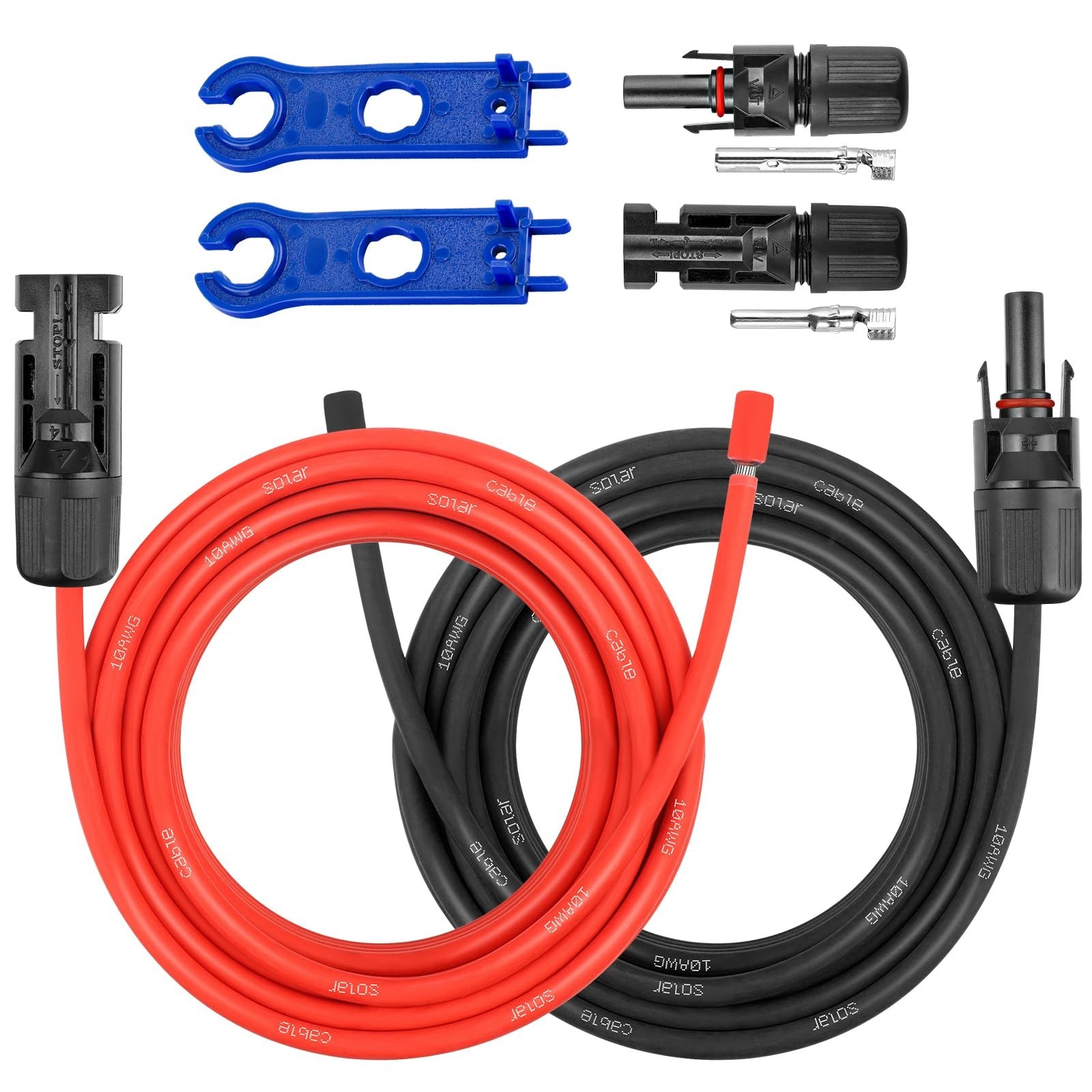 20FT 10AWG Solar Extension Cable – Waterproof Connectors & Adaptor Kit for RV, H