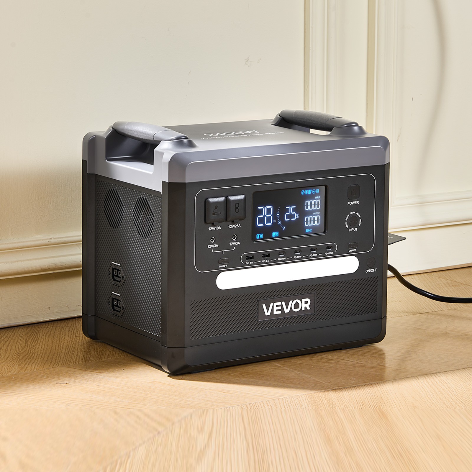 VEVOR Portable Power Station Solar Generator 2400W 2160Wh with 10 Output Ports