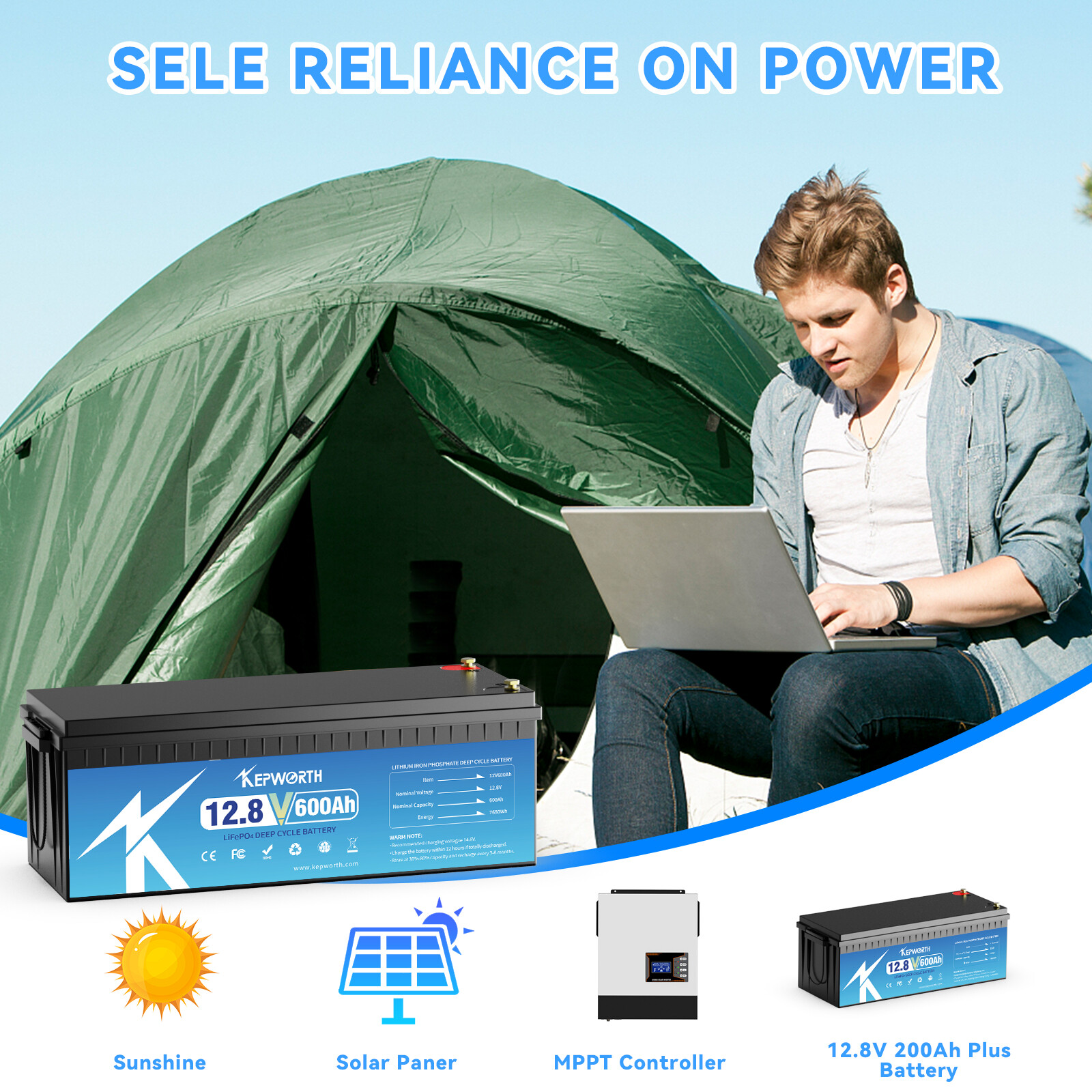 12V 600AH LiFePO4 Lithium Battery 200A BMS 15000+cycles RV Solar Panel Off-grid