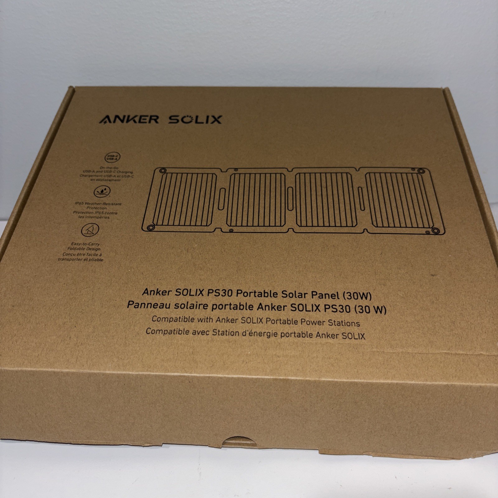 Anker Solix PS30 Solar Panel, 30W Foldable Portable Solar Charger, IP65 Water an