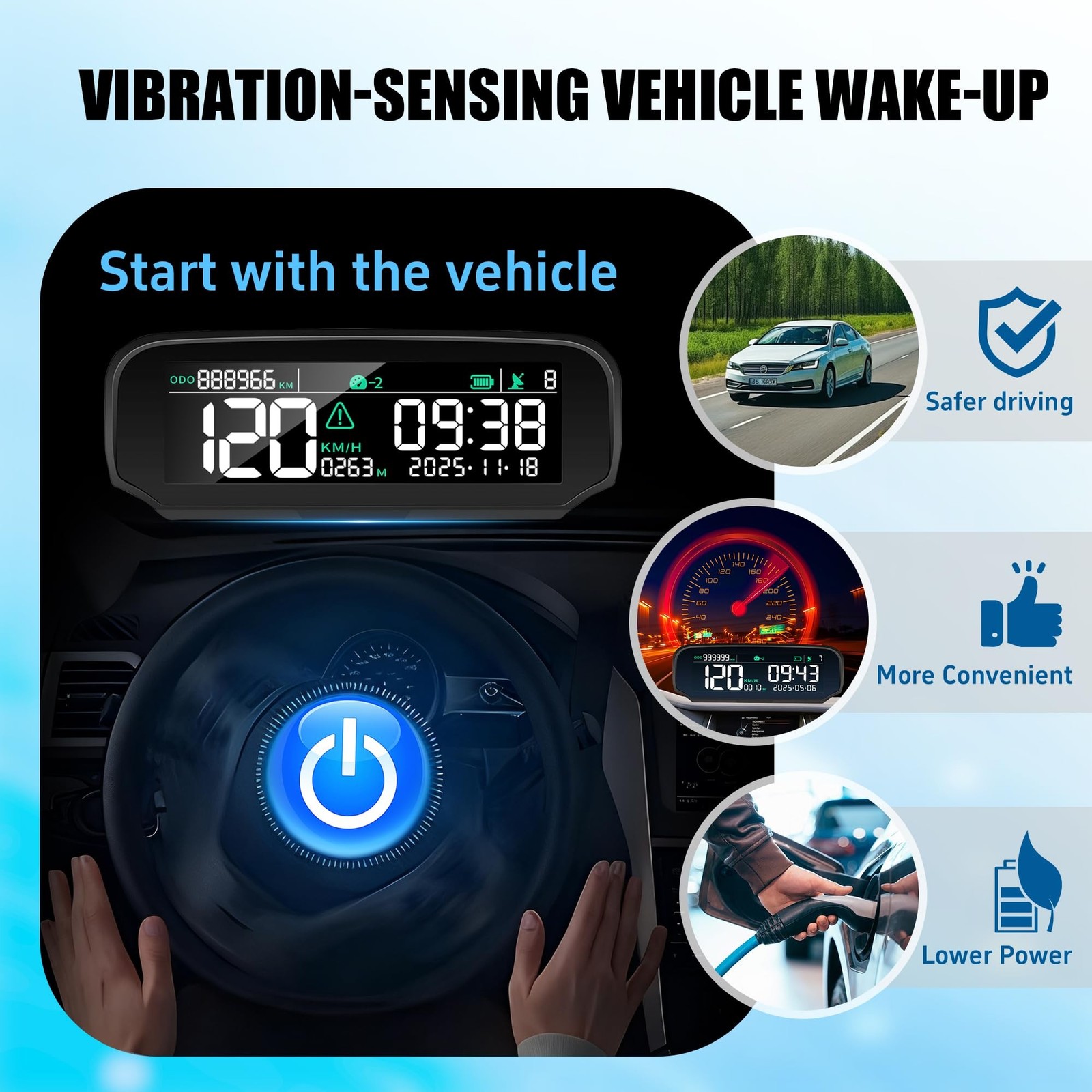 X100 GPS Digital Speedometer MPH for Cars LCD Screen Odometer Withe Overspeed…
