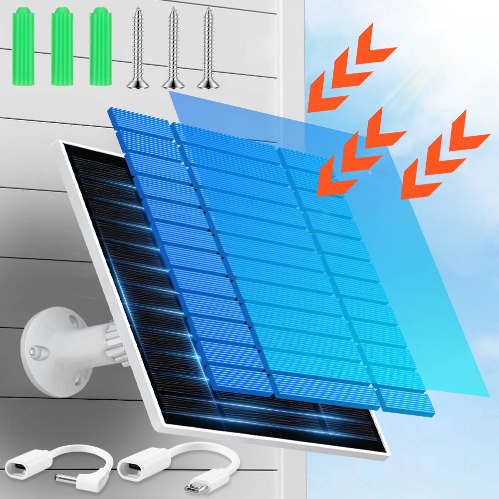 5W/5V Solar Panel For Security Camera Micro USB Type C Solar Cell Charger