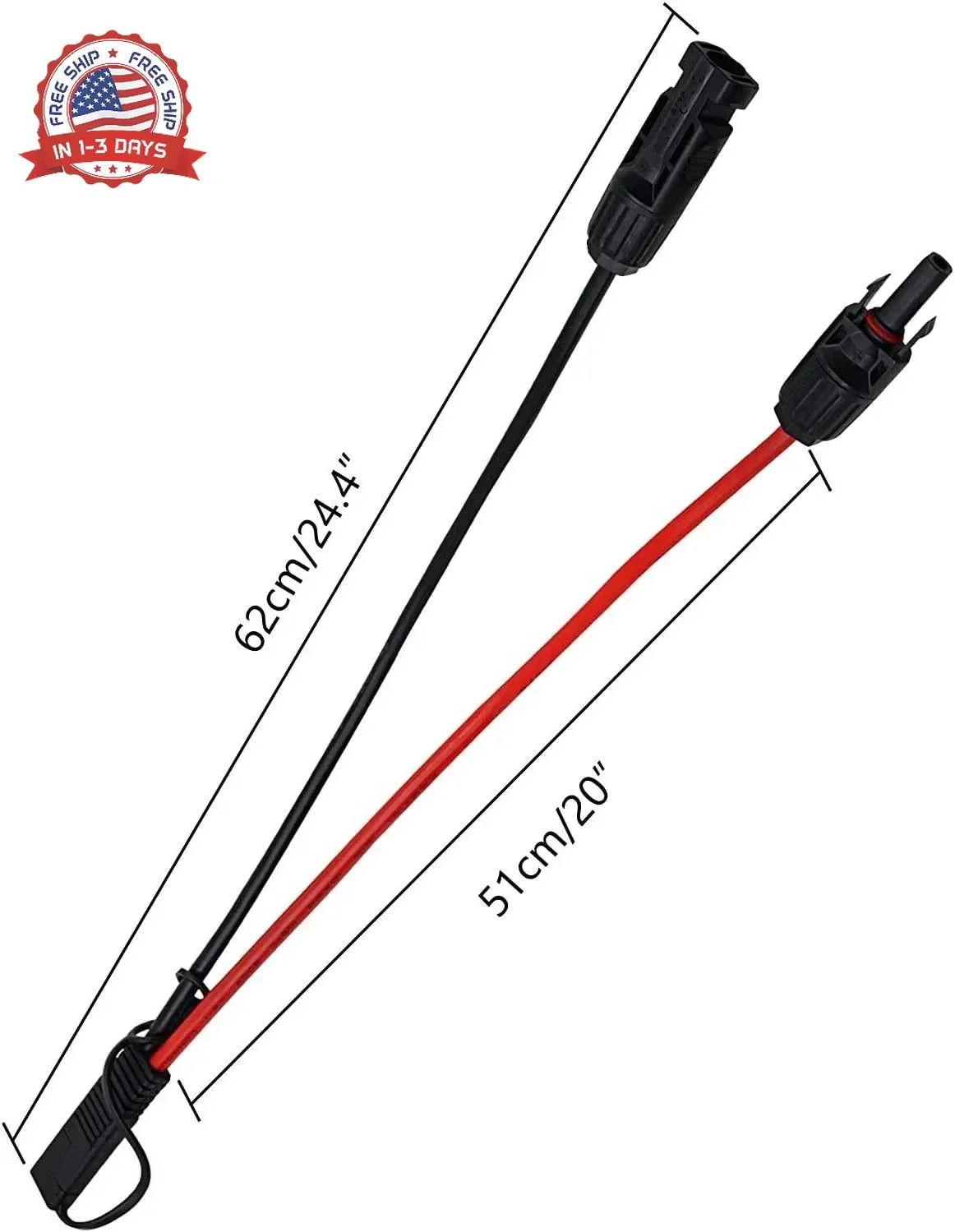 Solar Panel to SAE Adapter With MC4 Connector Extension Cable 10AWG for Easy Con