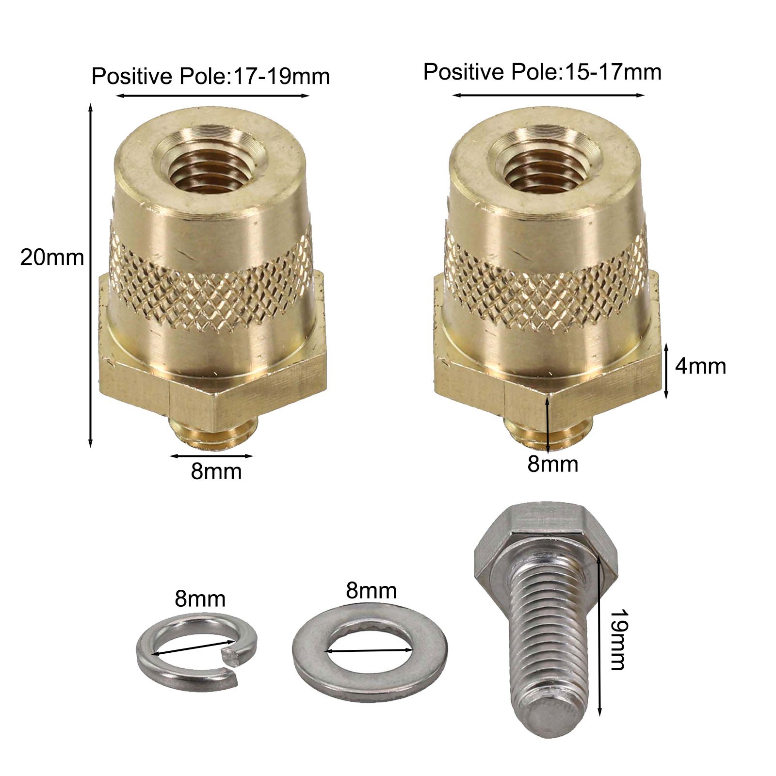 Efficient Connection Solutions M8 Brass Tone Battery Adapters Available