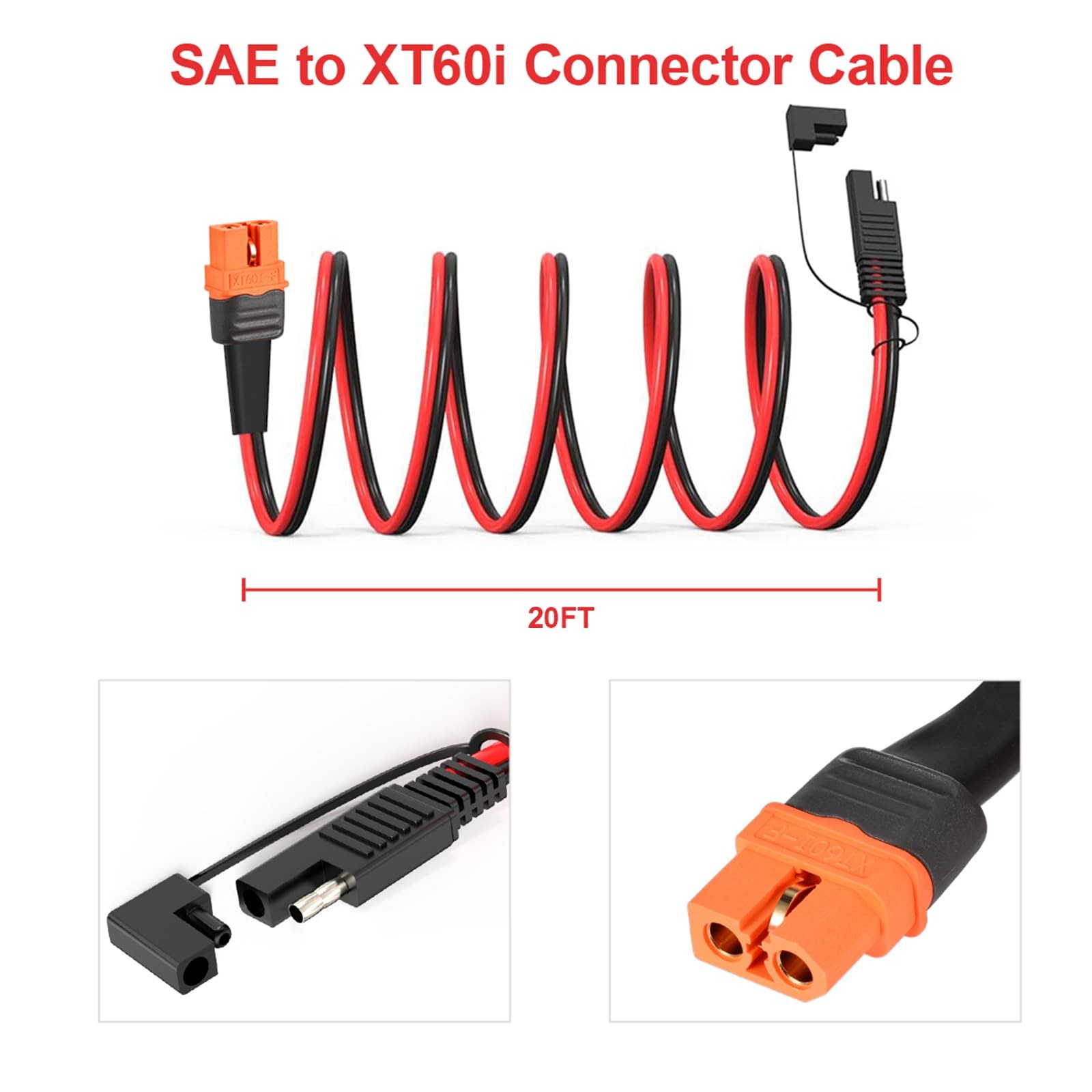 ELFCULB 12AWG XT60i to SAE Adapter Extension Cable with SAE Polarity Reverse …