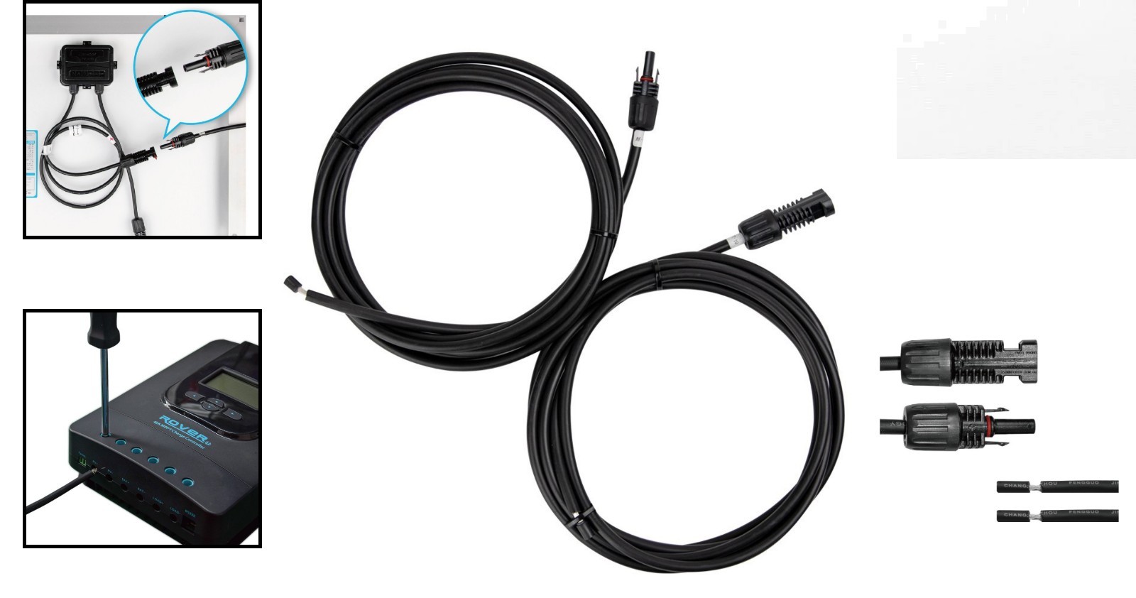 Heavy-Duty 10ft Solar Panel Extension Cables – Waterproof & UV Resistant Pair
