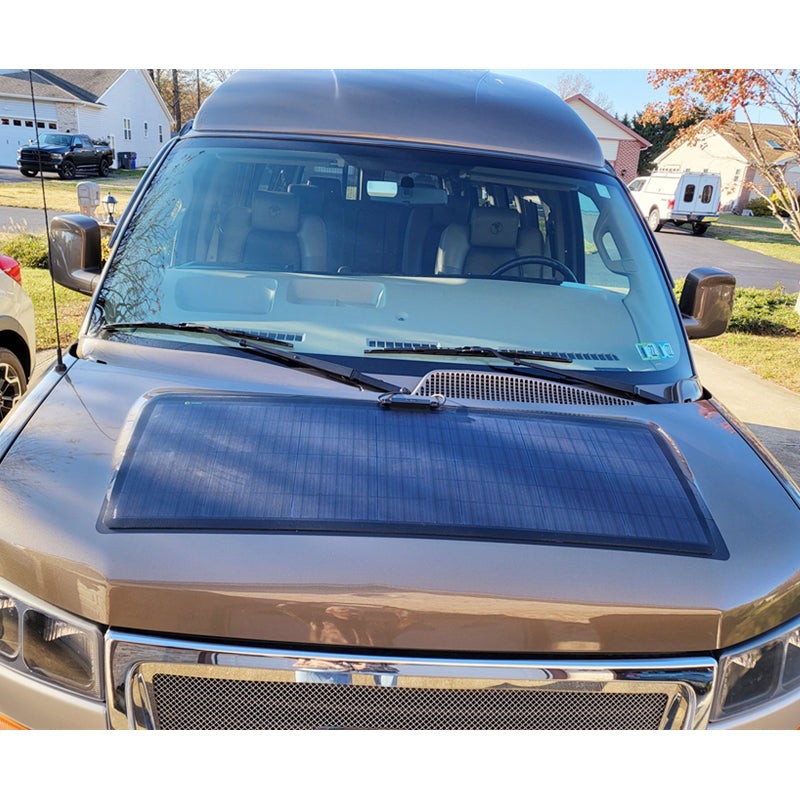 Lensun 75W 12V Hood Flexible Solar Panel for Chevrolet Express Van Perfect Best