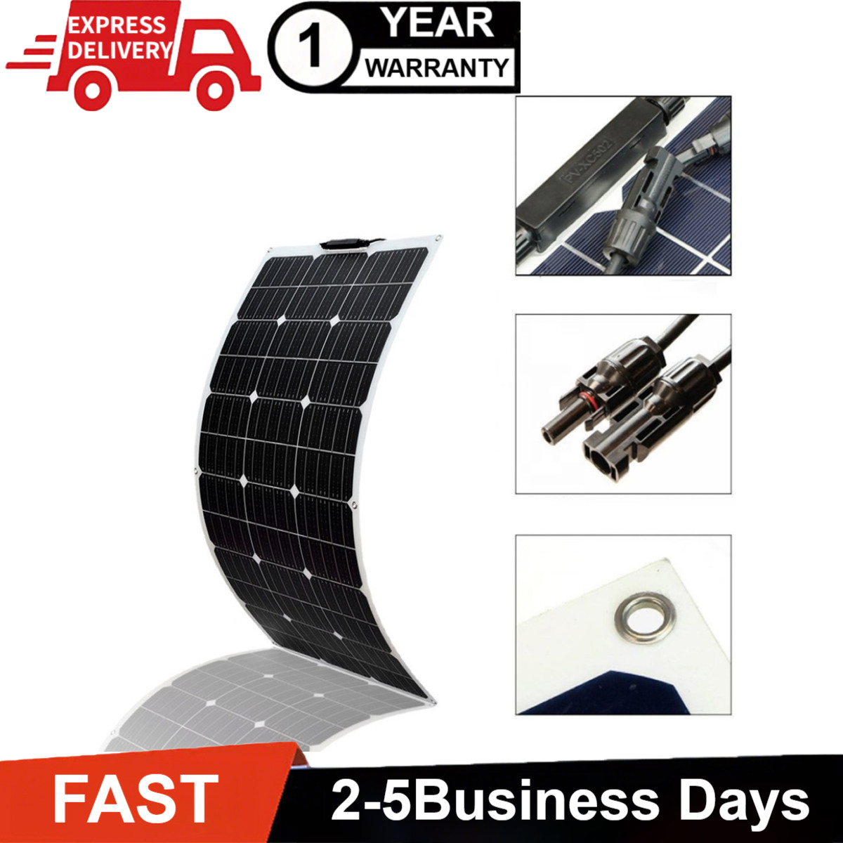 300W Watt Flexible 18V Mono Solar Panel Home RV Rooftop Camping Off-Grid Power
