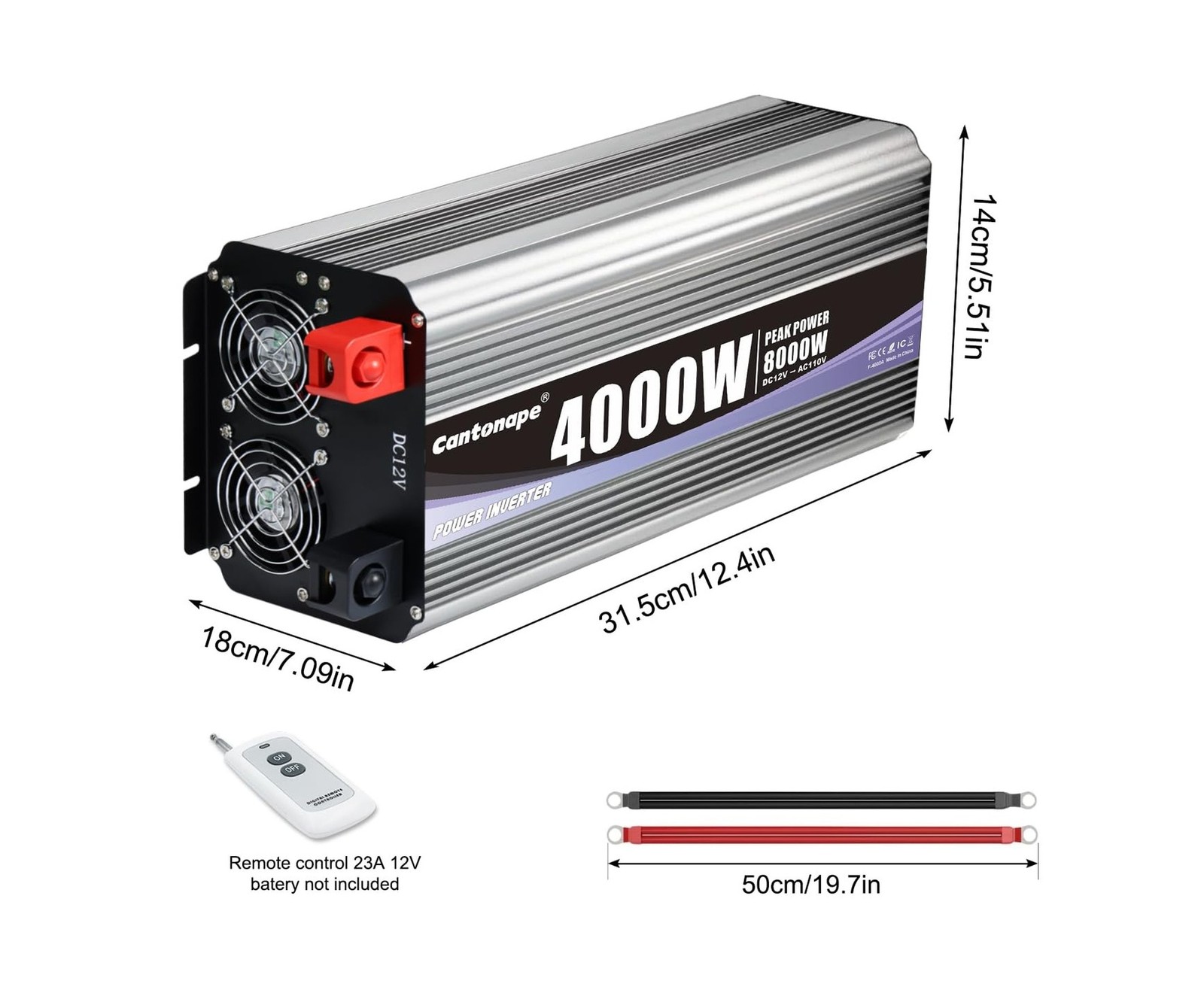 4000 Watt Power Inverter, Car Inverter 12V DC to 110V/120V AC Converter with …
